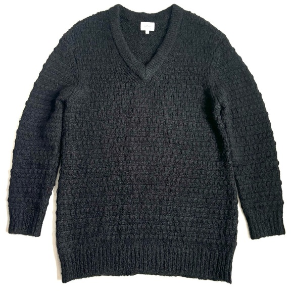 Wilfred Wool Mohair V-Neck Cable Knit Long Sleeve Sweater Oversized Small Black - Picture 12 of 13